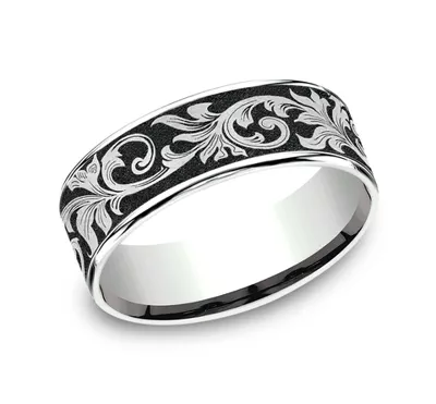 Orchid-Inspired Black Titanium Two-Tone Comfort-Fit Band (7.5mm)