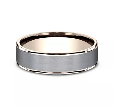 Satin Tantalum Two-Tone Comfort-Fit Band (6.5mm)