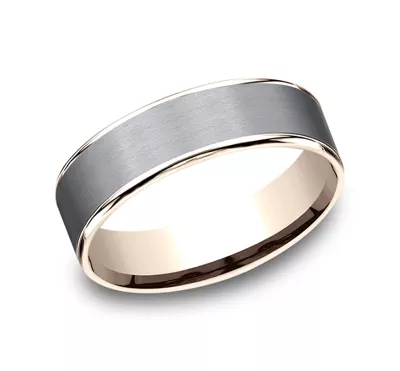 Satin Tantalum Two-Tone Comfort-Fit Band (6.5mm)