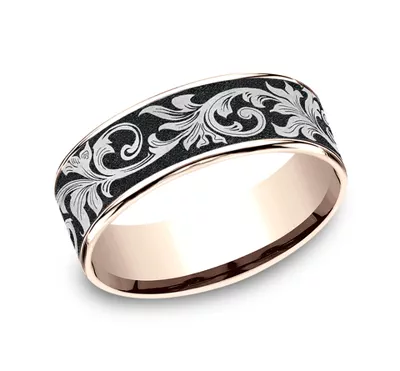 Orchid-Inspired Black Titanium Two-Tone Comfort-Fit Band (7.5mm)