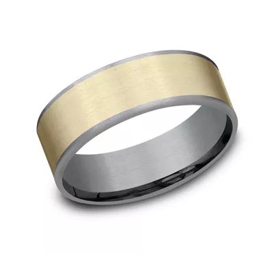 Satin Tantalum Two-Tone Comfort-Fit Band (7.5mm)
