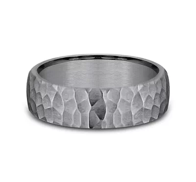 Slate Hammered Comfort-Fit Band (6.5mm)