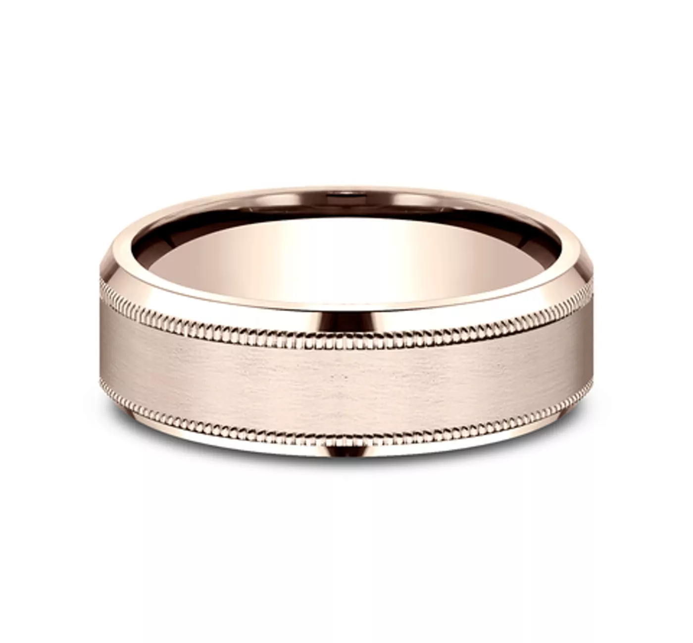 Satin Finish Milgrain Beveled Edge Comfort Fit Band (7mm)