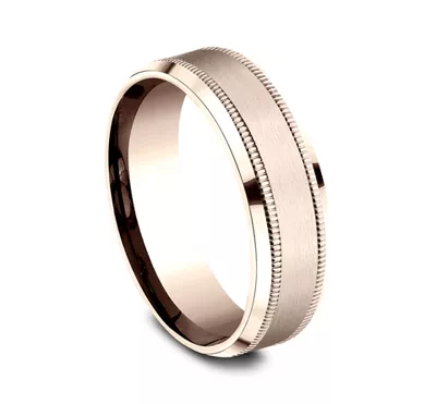 Satin Finish Milgrain Beveled Edge Comfort Fit Band (7mm)