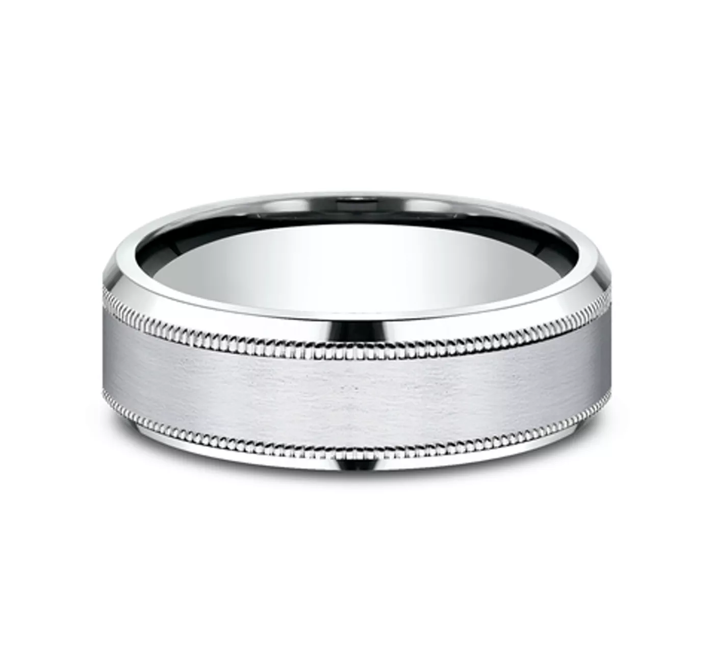 Satin Finish Milgrain Beveled Edge Comfort Fit Band (7mm)