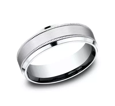 Satin Finish Milgrain Beveled Edge Comfort Fit Band (7mm)