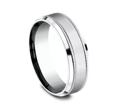 Satin Finish Milgrain Beveled Edge Comfort Fit Band (7mm)