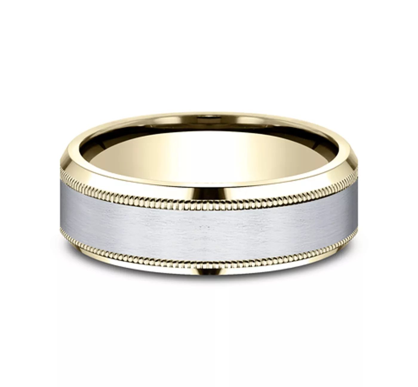 Satin Finish Milgrain Beveled Edge Comfort Fit Band (7mm)