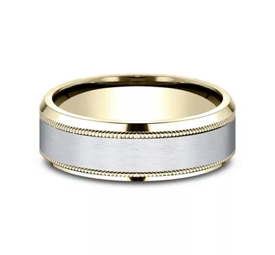 Satin Finish Milgrain Beveled Edge Comfort Fit Band (7mm)