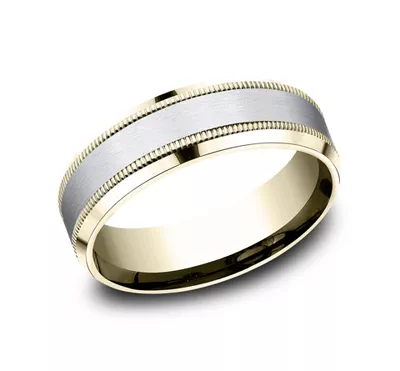 Satin Finish Milgrain Beveled Edge Comfort Fit Band (7mm)