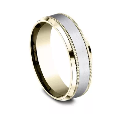 Satin Finish Milgrain Beveled Edge Comfort Fit Band (7mm)