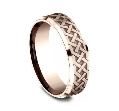 Celtic Love Knot Beveled Edge Comfort Fit Band (7mm)