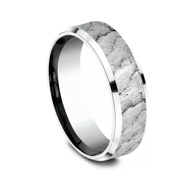 Obsidian Texture Beveled Edge Comfort Fit Band (7mm)