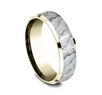 Obsidian Texture Beveled Edge Comfort Fit Band (7mm)