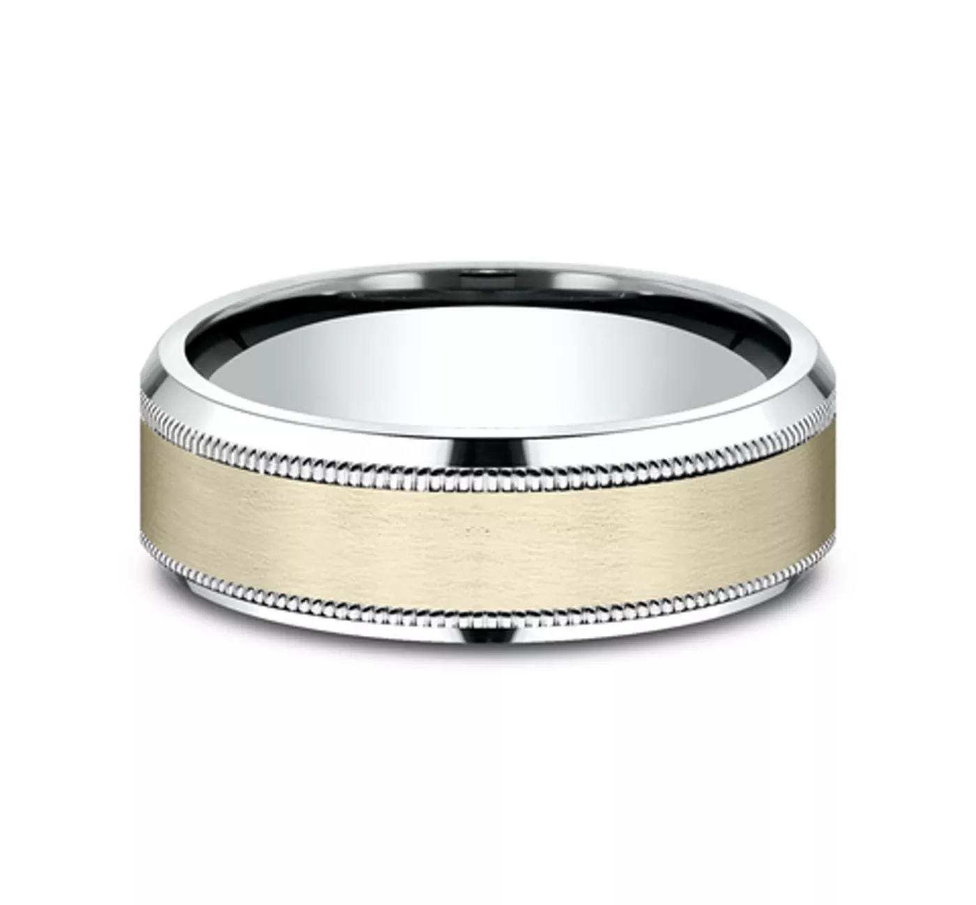 Satin Finish Milgrain Beveled Edge Comfort Fit Band (7mm)