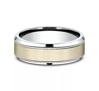Satin Finish Milgrain Beveled Edge Comfort Fit Band (7mm)