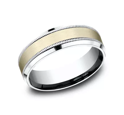 Satin Finish Milgrain Beveled Edge Comfort Fit Band (7mm)