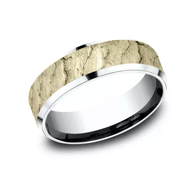 Obsidian Texture Beveled Edge Comfort Fit Band (7mm)