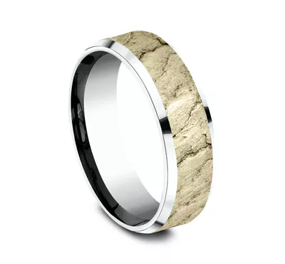 Obsidian Texture Beveled Edge Comfort Fit Band (7mm)