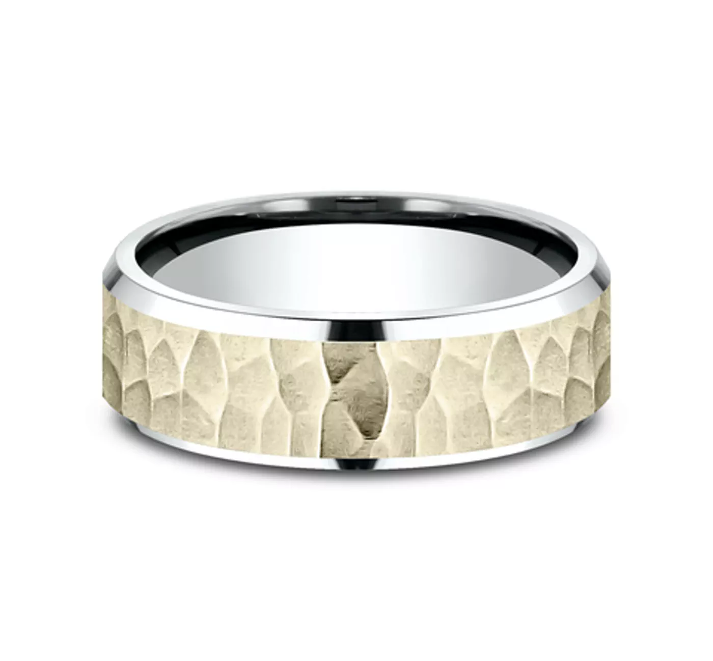 Hammered Bevel Two-Tone Comfort-Fit Band (7mm)