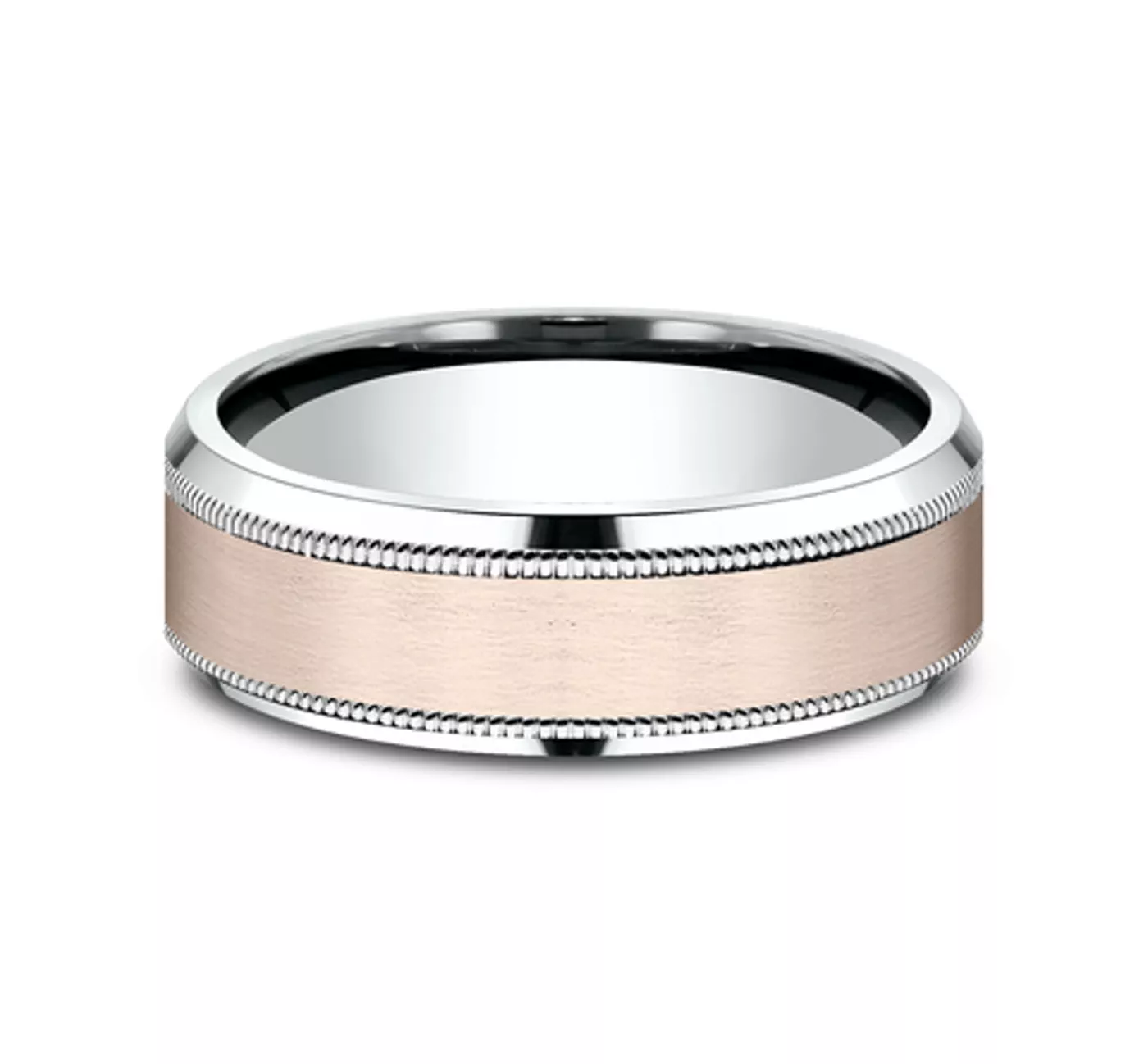 Satin Finish Milgrain Beveled Edge Comfort Fit Band (7mm)