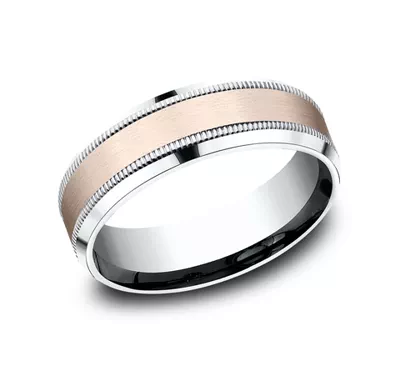 Satin Finish Milgrain Beveled Edge Comfort Fit Band (7mm)