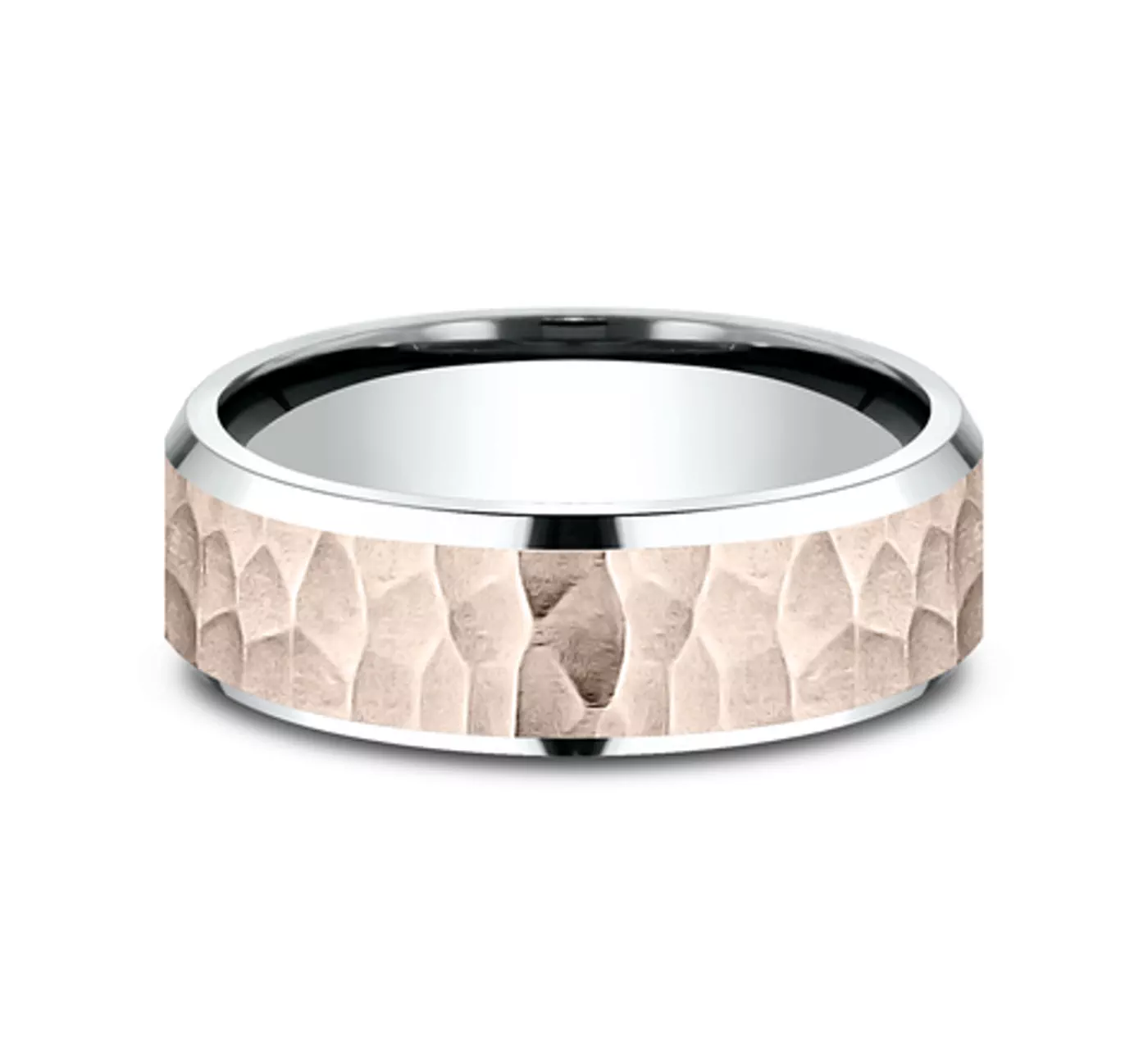 Hammered Bevel Two-Tone Comfort-Fit Band (7mm)
