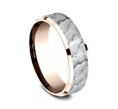 Obsidian Texture Beveled Edge Comfort Fit Band (7mm)
