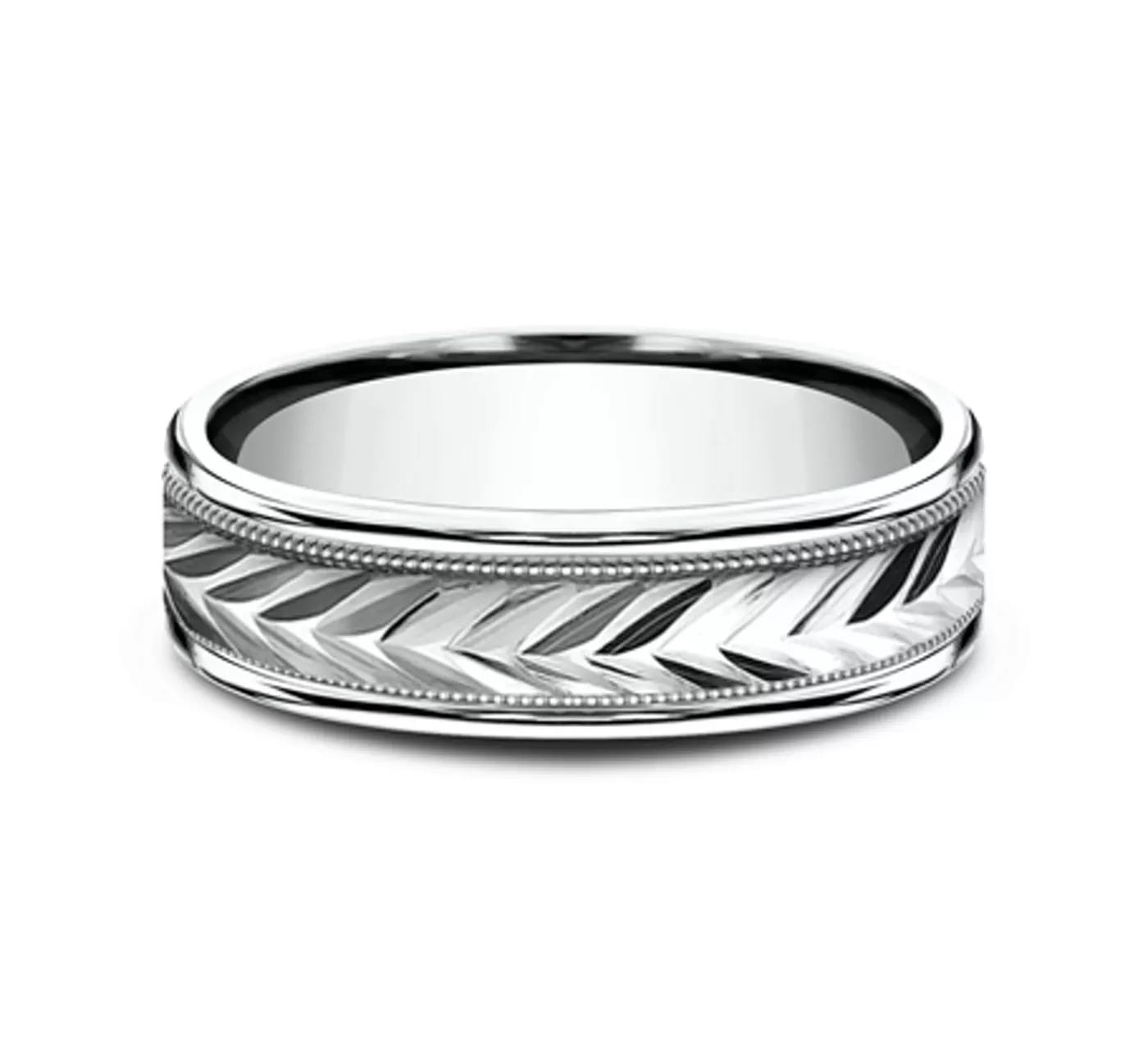 Etched Grain Beveled Edge Comfort-Fit Band (6mm)