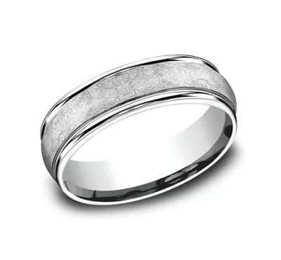 Linen Texture Drop Edge Comfort-Fit Band (6.5mm)