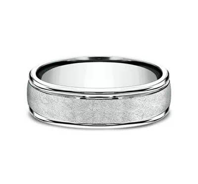 Linen Texture Drop Edge Comfort-Fit Band (6.5mm)