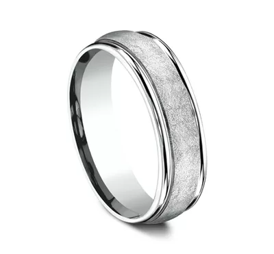 Linen Texture Drop Edge Comfort-Fit Band (6.5mm)