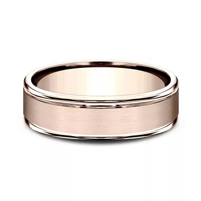 Satin Center Polished Edge Lightweight Comfort-Fit Band (6.5mm)