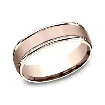 Satin Center Polished Edge Lightweight Comfort-Fit Band (6.5mm)