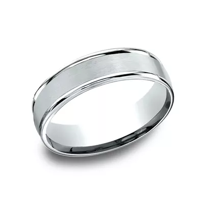 Satin Center Polished Edge Lightweight Comfort-Fit Band (6.5mm)