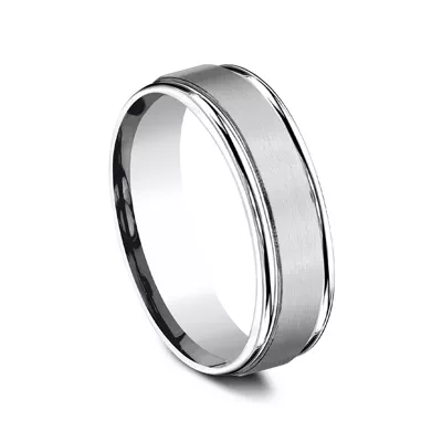 Satin Center Polished Edge Lightweight Comfort-Fit Band (6.5mm)