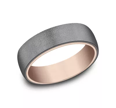 Mineral Finish Tantalum Two-Tone Comfort-Fit Band (6.5mm)