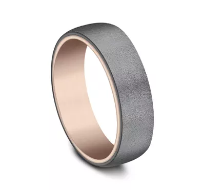 Mineral Finish Tantalum Two-Tone Comfort-Fit Band (6.5mm)