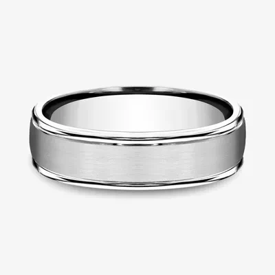 Cobalt Satin Center Polished Edge Comfort-Fit Band (6mm)