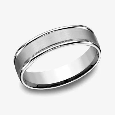 Cobalt Satin Center Polished Edge Comfort-Fit Band (6mm)