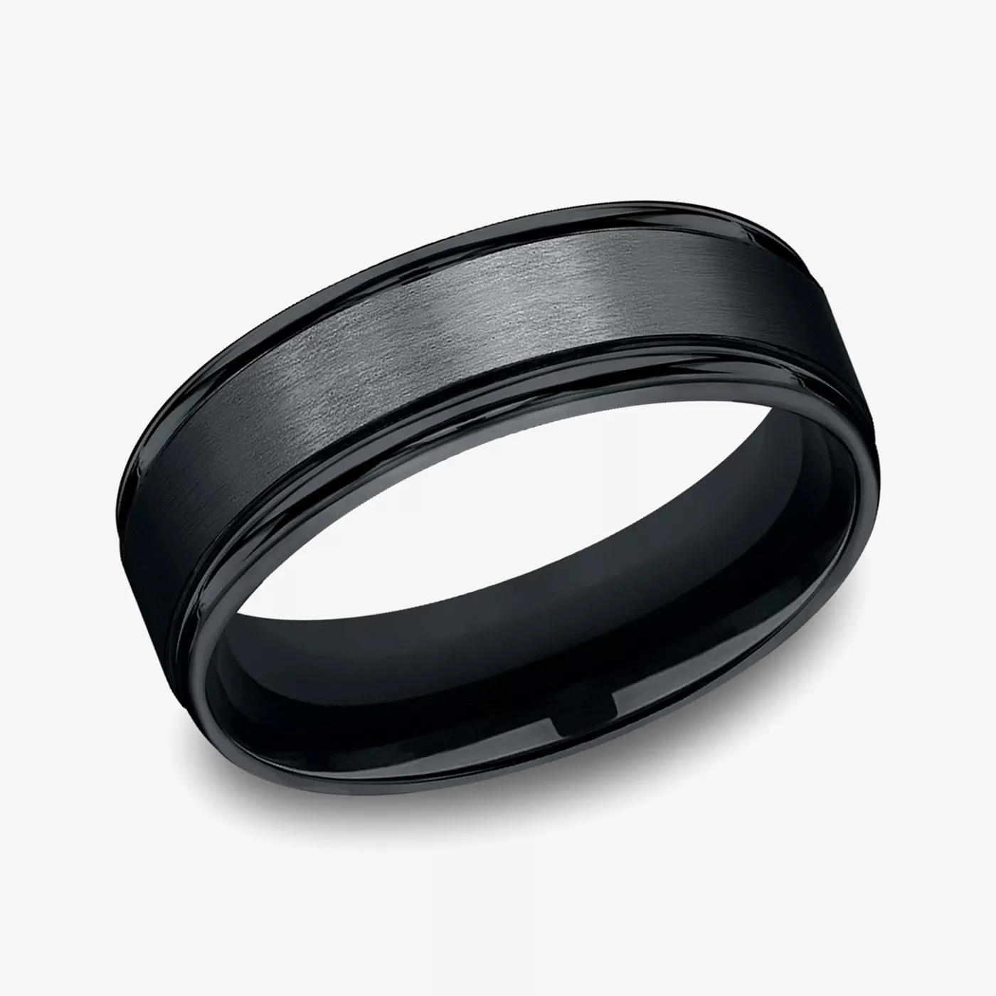 Black Cobalt Satin Center Polished Edge Comfort-Fit Band (6mm)