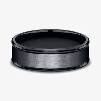 Black Cobalt Satin Center Polished Edge Comfort-Fit Band (6mm)