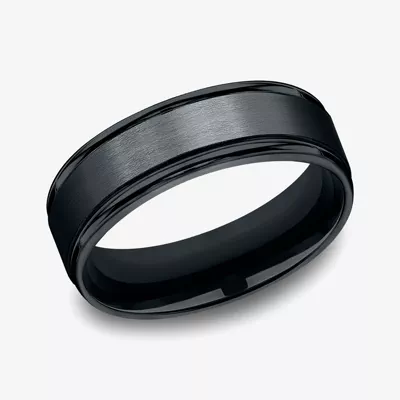 Black Cobalt Satin Center Polished Edge Comfort-Fit Band (6mm)