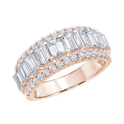 Vivant Emerald-Cut Trio Lab Diamond Band
