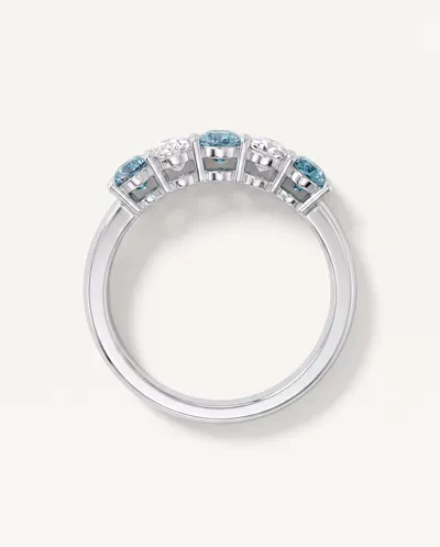 Blue & White Lab Diamond Five-Stone Oval Band (1 ct. tw.)