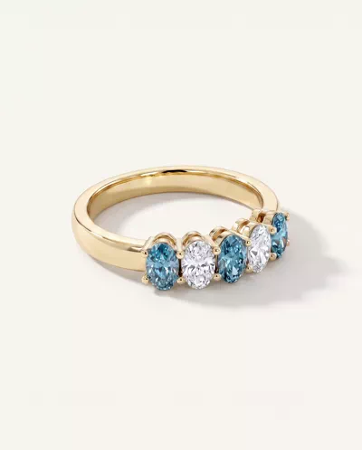 Blue & White Lab Diamond Five-Stone Oval Band (1 ct. tw.)