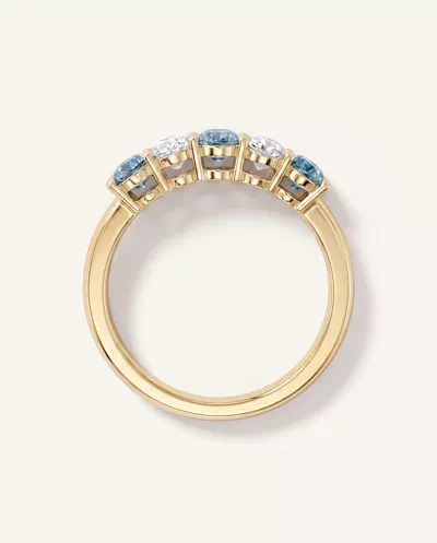 Blue & White Lab Diamond Five-Stone Oval Band (1 ct. tw.)