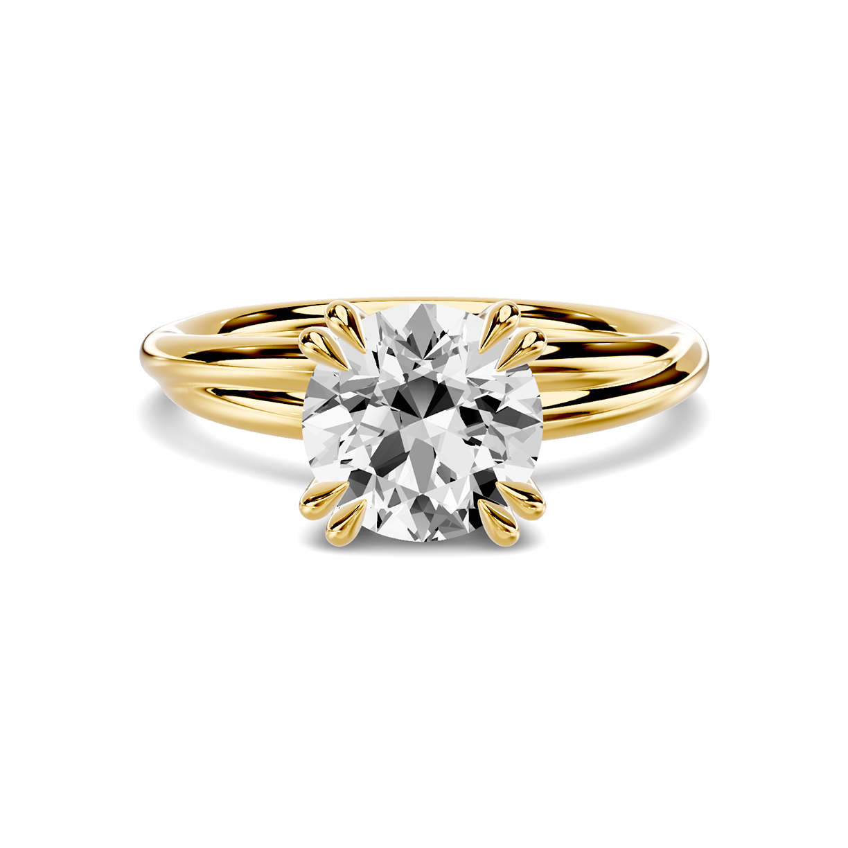 Avalon Crossover Double Prong Solitaire Engagement Ring - 14K Yellow Gold