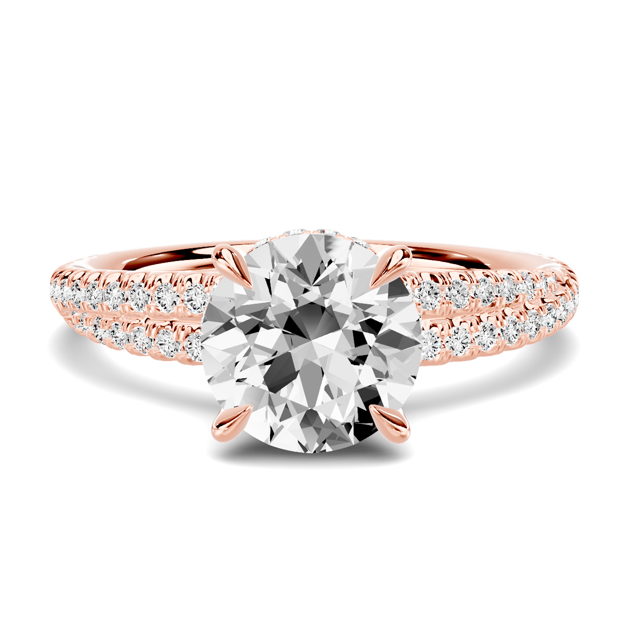 Avalon Double Pavé Crossover Hidden Halo Engagement Ring - 14K
