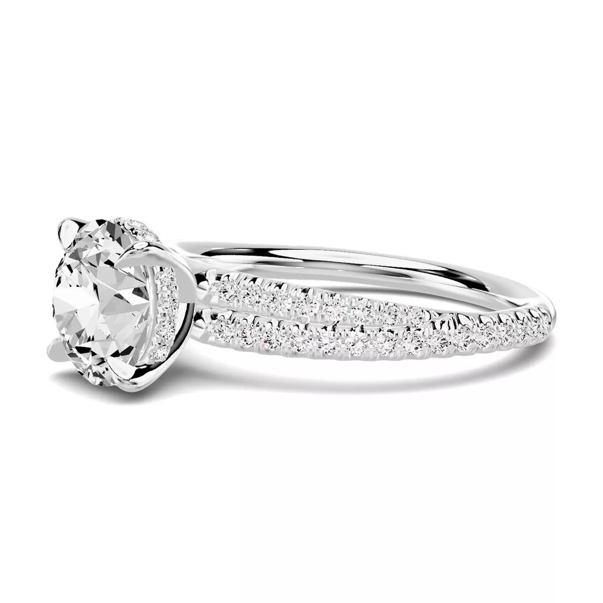 Avalon Double Pavé Crossover Hidden Halo Engagement Ring - 14K